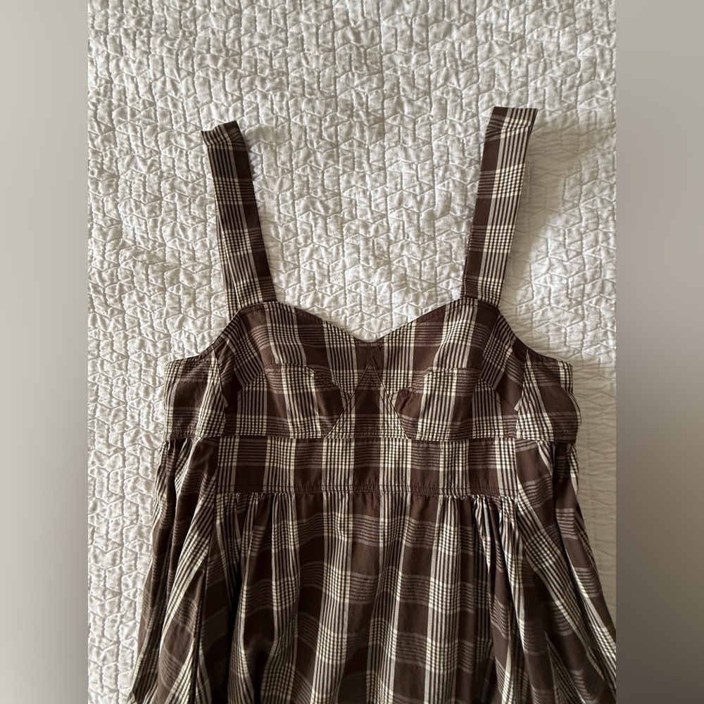 Caron Callahan Brown Checkered Dress